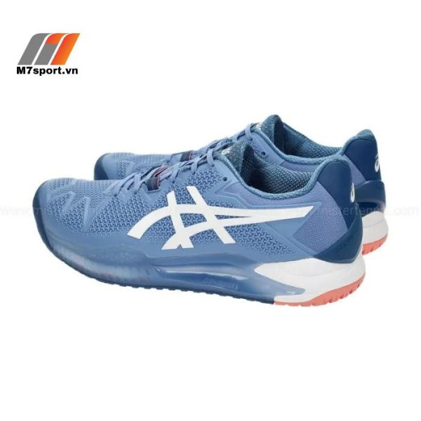 Giày Tennis Asics Gel Resolution 8 xanh dương Blue Harmony/White